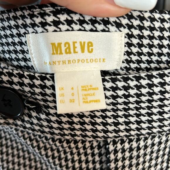 NEW! ANTHROPOLOGIE MAEVE flare wide cuffed herringbone trousers 0 - Picture 9 of 14